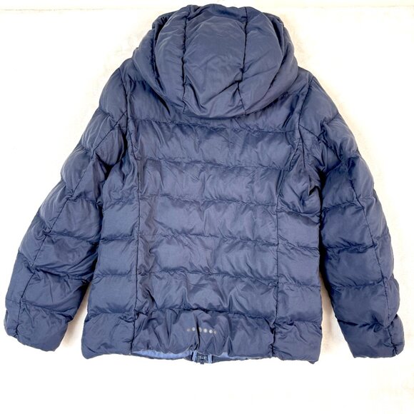 Uniqlo Kids Puffer Lightweight Full Zip Hooded Nylon Jacket Girl Boy 5 6 Blue - Picture 4 of 8